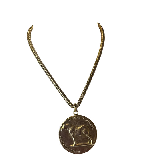 Gold Coin Horse Necklace