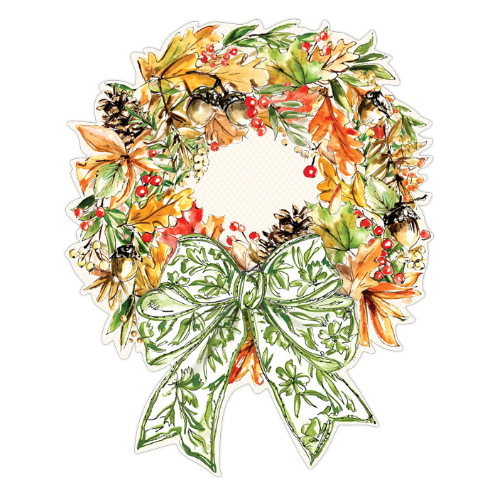 Posh Die Cut Placemats-Handpainted Fall Wreath with Leaves