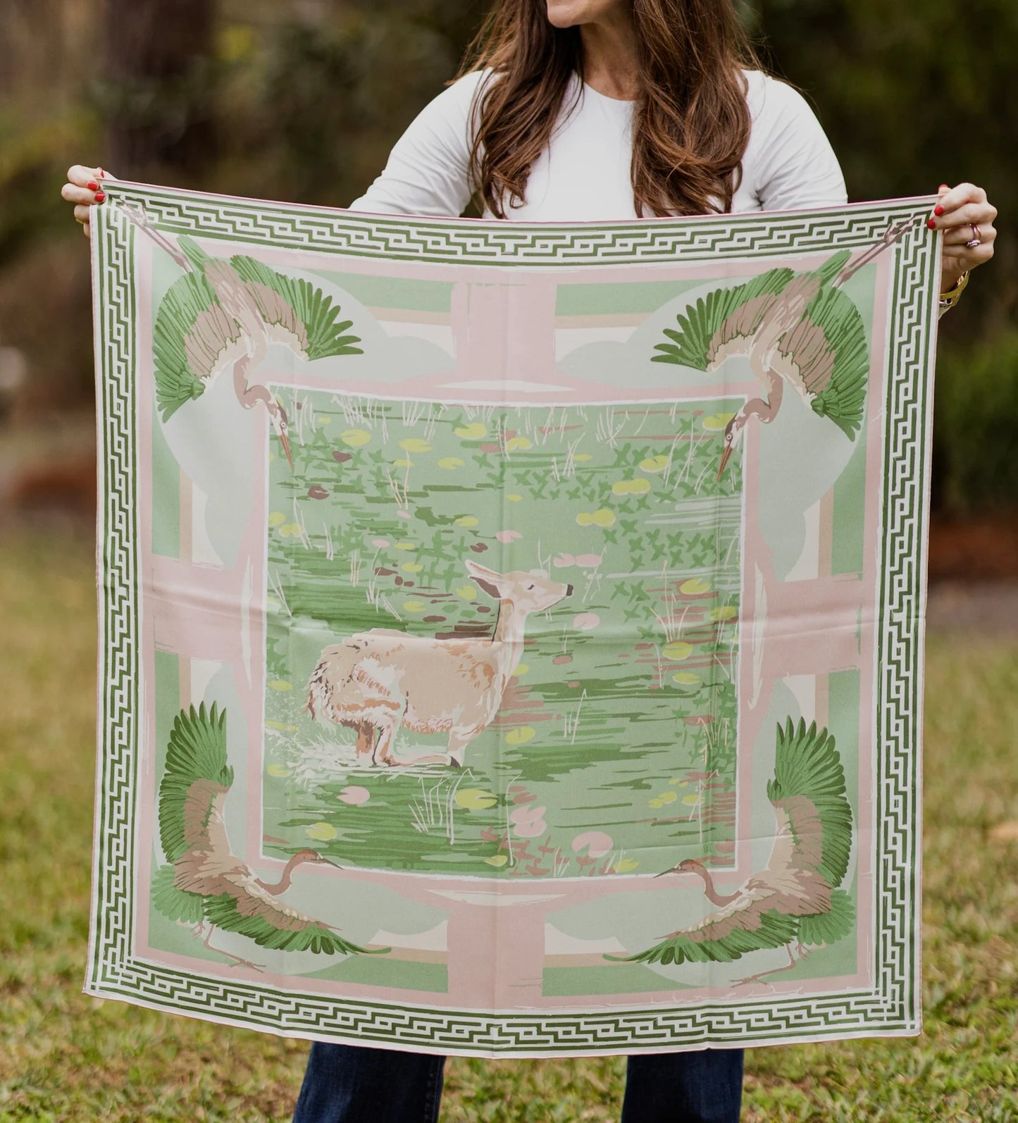 Austin Williams Lily Pad Doe Scarf (Green & Pink)