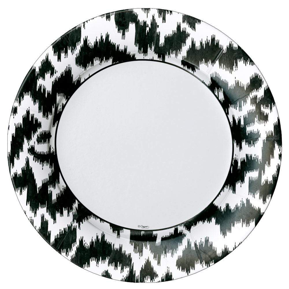 Caspari Dinner Plates Circle-Moire Black