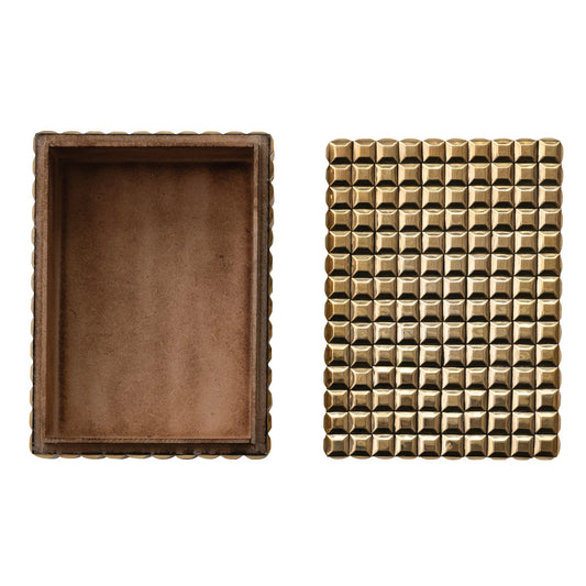 Gold Finish MDF & Brass Studded Box (Large)