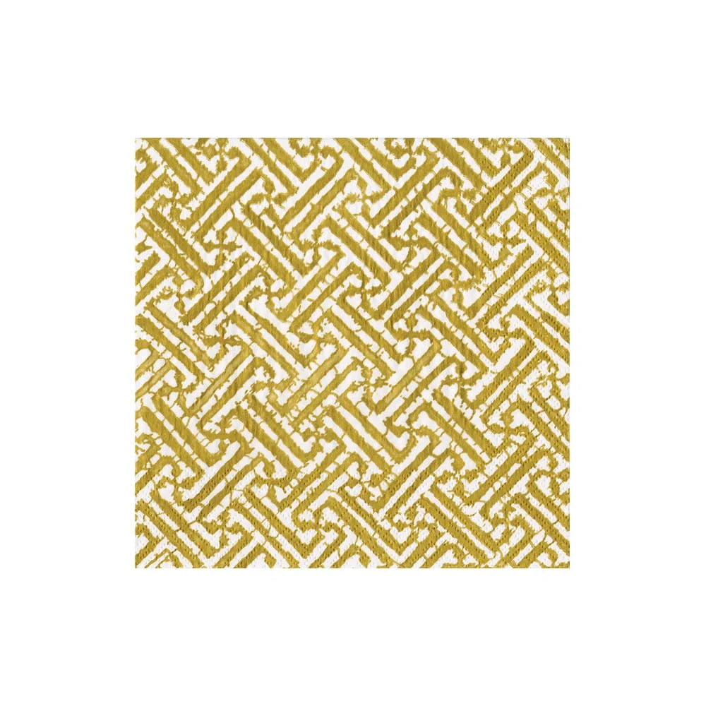 Fretwork Gold Cocktail Napkins