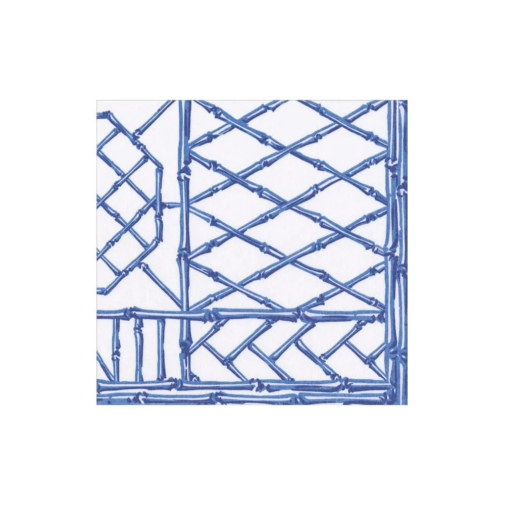 Bamboo Screen China Blue Paper Linen Cocktail Napkins