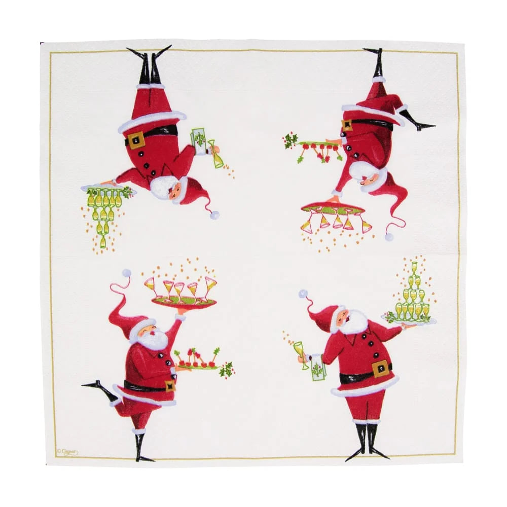 Santa Serving Drinks Napkin Cocktail