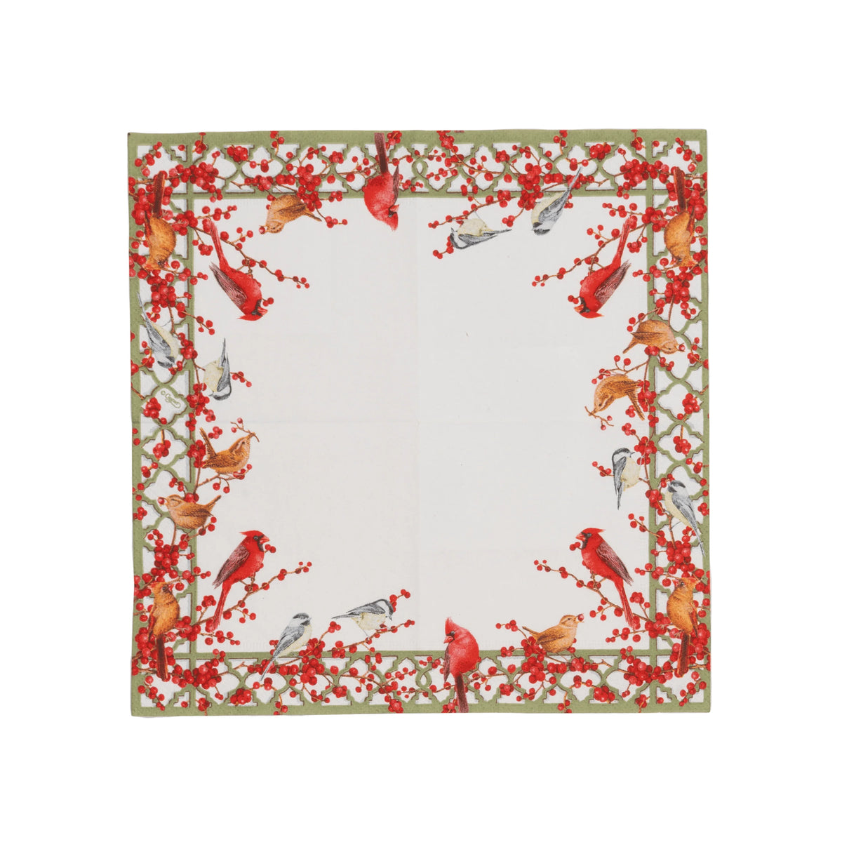 Winter Birds and Berries Cocktail Napkins