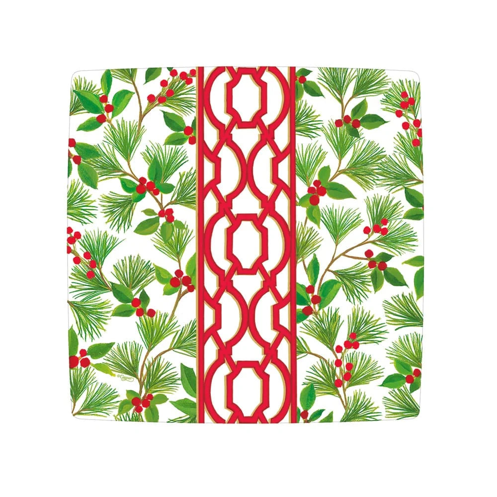 Knots And Greenery White Sq Square Salad/Dessert Plates - pack of 8