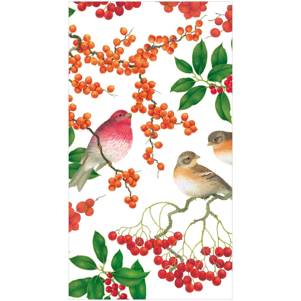 Birds And Berries White Guest Napkin