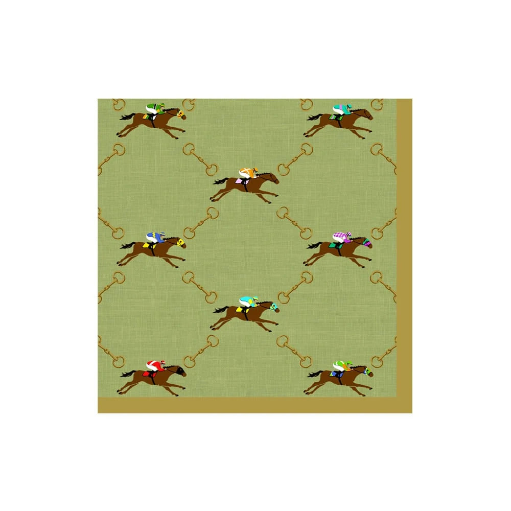 And They're Off Sage Cocktail Napkins