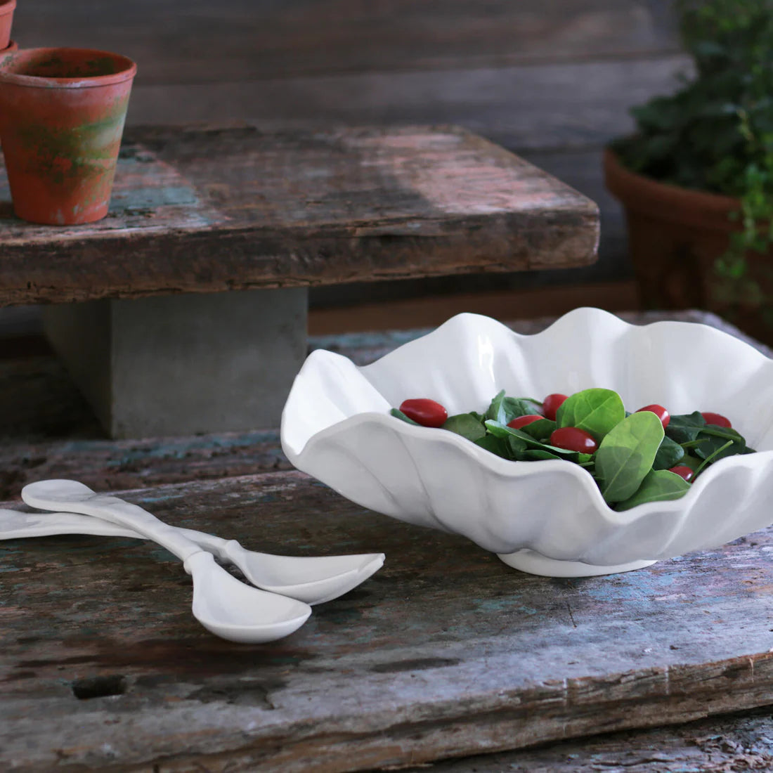 VIDA Bloom Large Pedestal Bowl-White