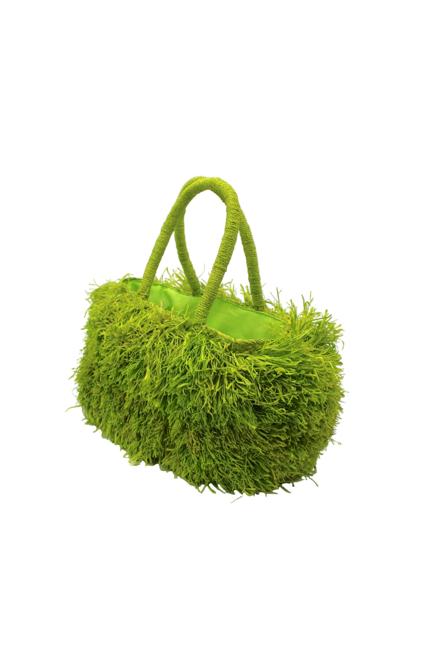 Shebobo - Calypso Pompom Pouf Crochet Straw Basket Handbag: Natural