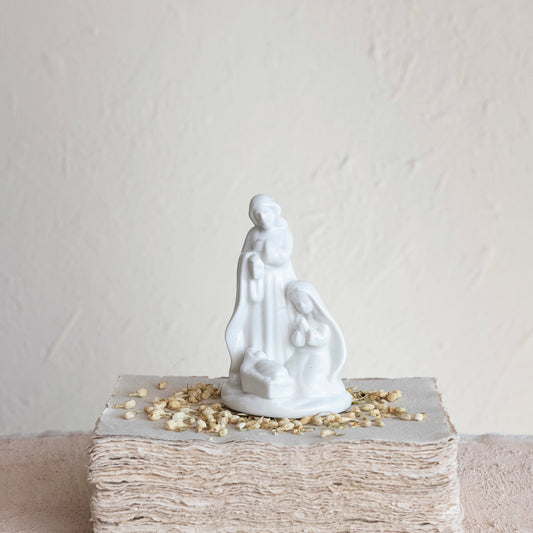Stoneware Holy Family Figure (White) Nativity