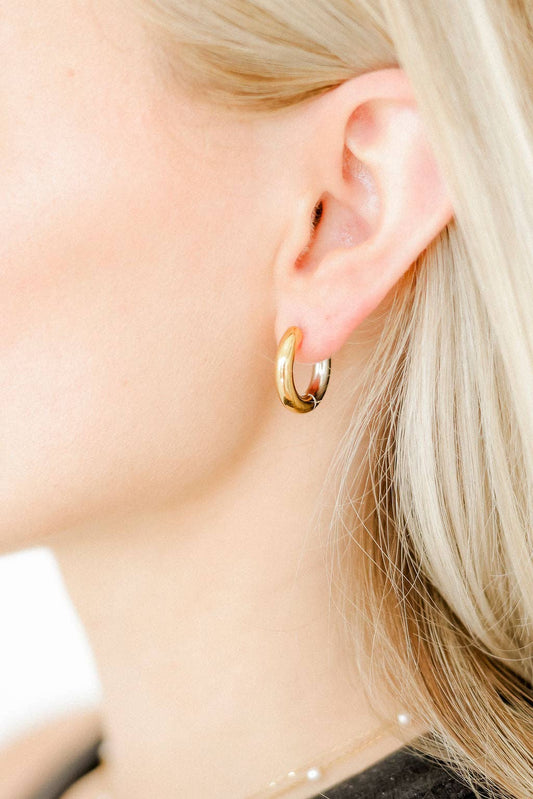 LINNY CO - Huggie Earrings - Scarlett Hoop Two-Tone 12mm