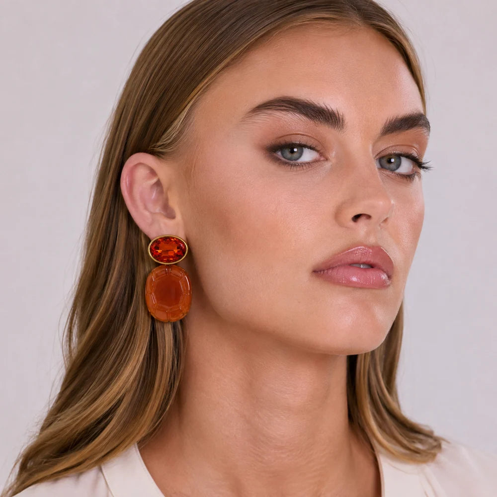 Riley Topaz & Tortoise Resin Earrings