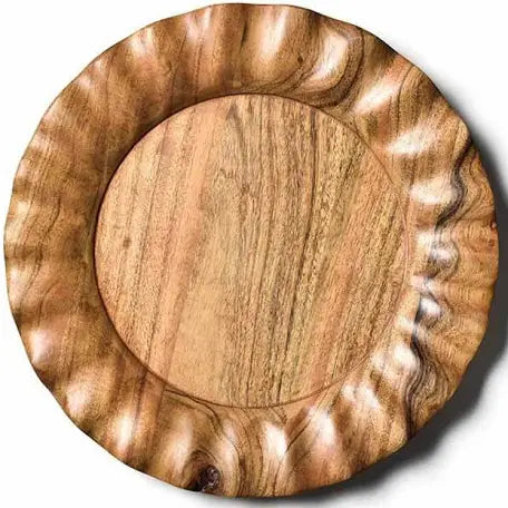 Coton Colors Fundamental Wood Products Ruffle Platter Charger