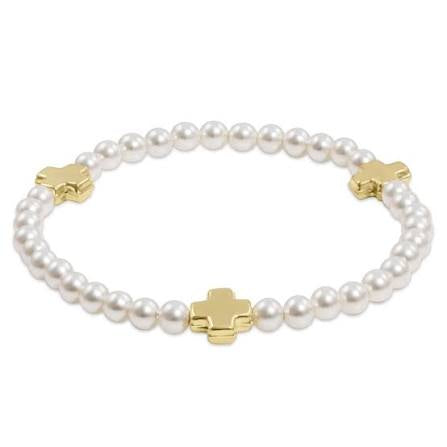 Egirl Signature Cross Pearl & Gold 4mm