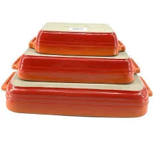 Le Creuset Set of 3 Rectangular Dishes Volcanique Flame
