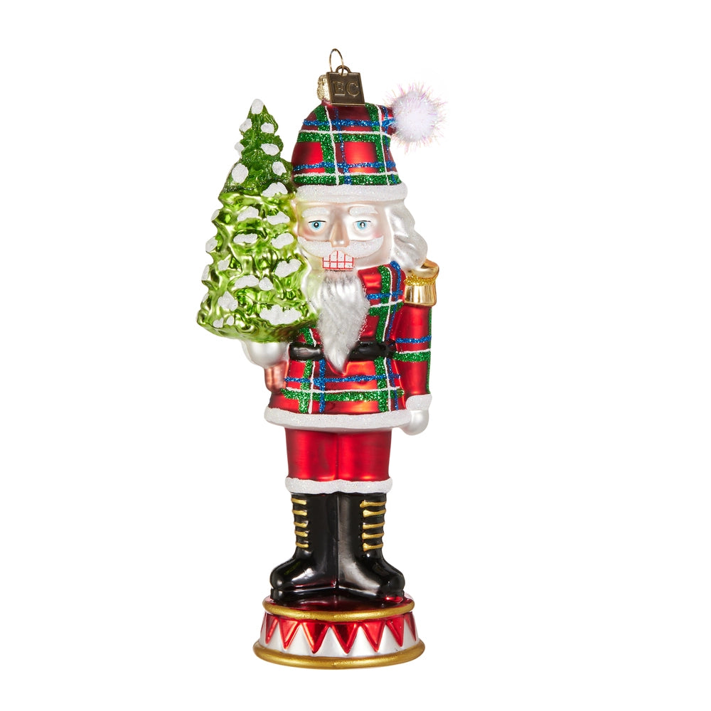 EC 7.5" Plaid Nutcracker Ornament