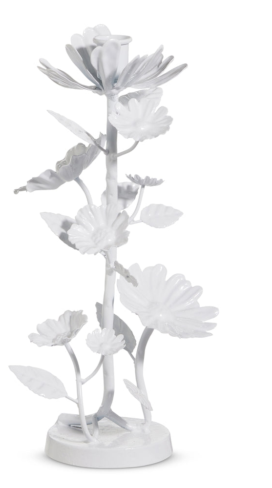 White Floral Candlestick