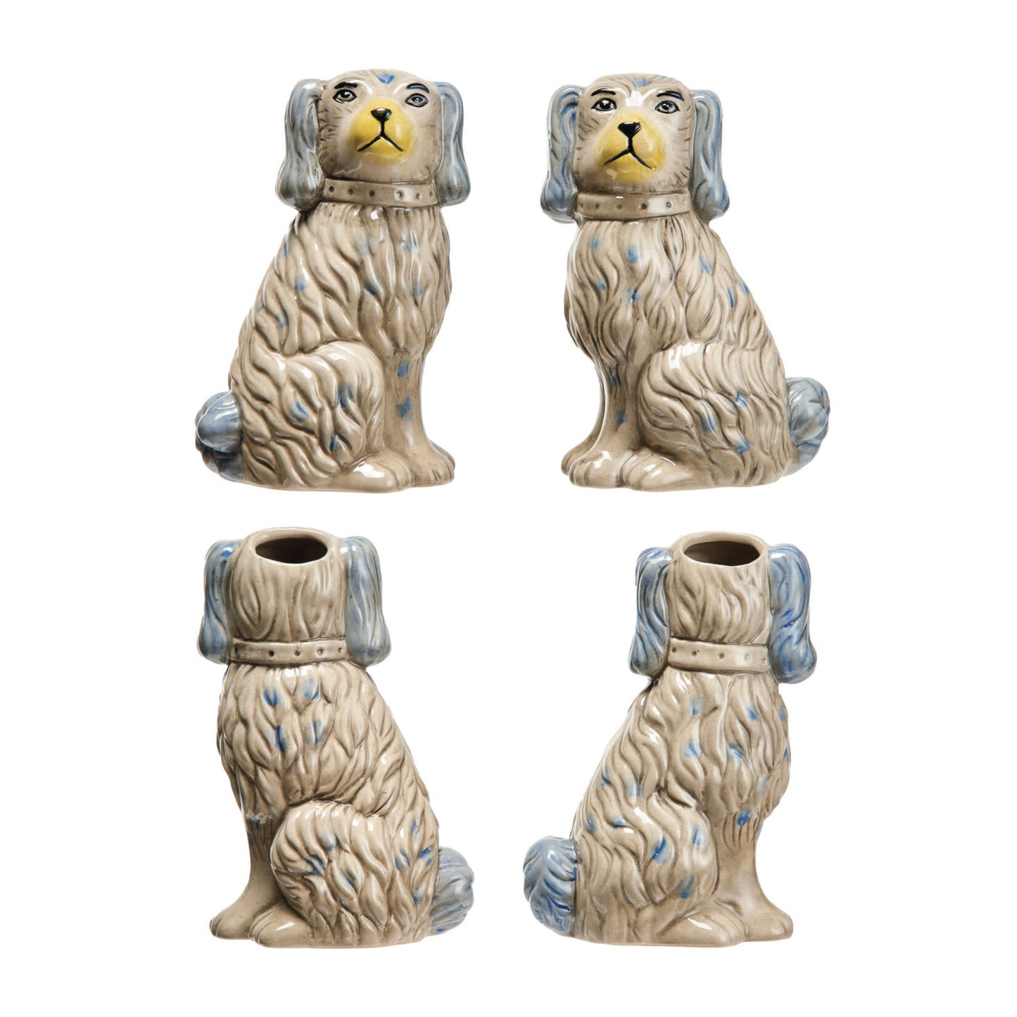 Hand Painted Vintage Staffordshire Dog Vase Blue