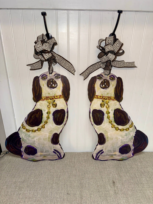 Pair of Designer Staffie Dog Door Hangers