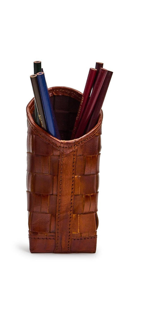 Standing Leather Eyeglass Holder