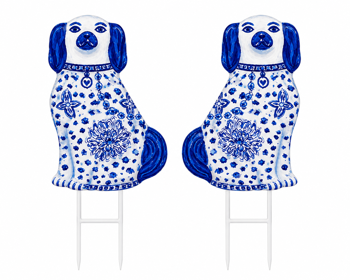 LARGE Designer Chinois Staffie Dogs Topiary Stake 2 Colors