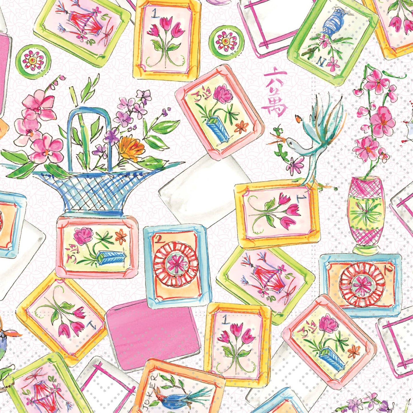 Paper Cocktail Napkins 20 Ct Mahjong Allover Rosanne Beck