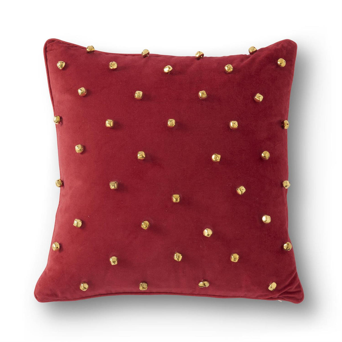 17 Inch Square Gold Bell Red Cotton Pillow