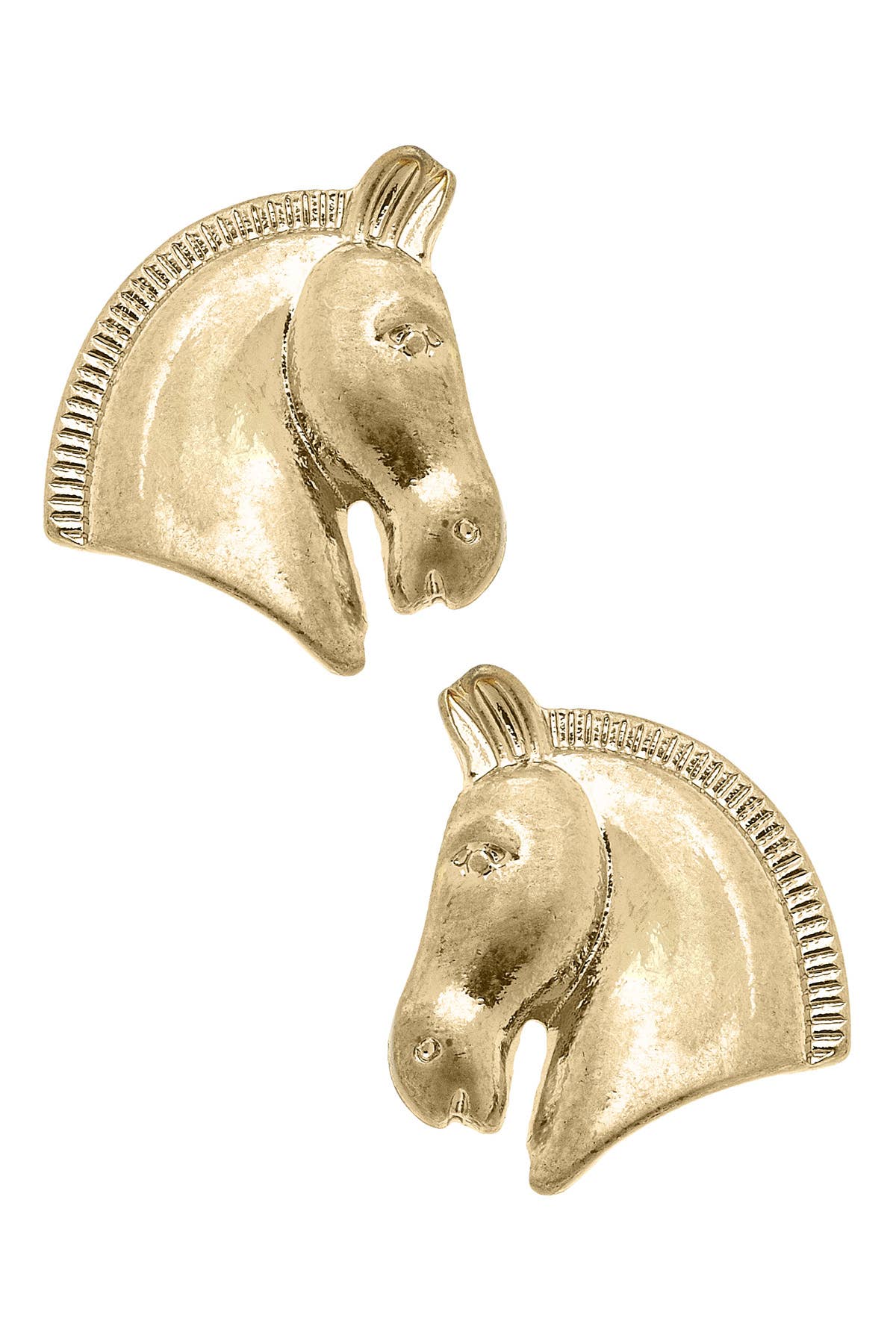 Rosalind Equestrian Horse Stud Earrings in Shiny Gold