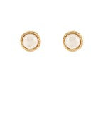 Round Gold Trim Pearl Earring
