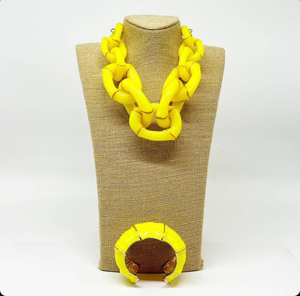 Parker Kennedy - Jewelry Collection - "The Michelle" - Bamboo Link Necklace - Yellow