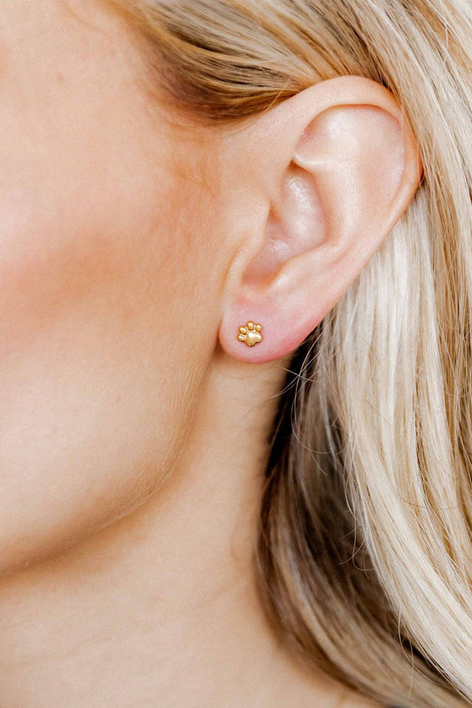 Screwback Stud Earrings - Paw Print