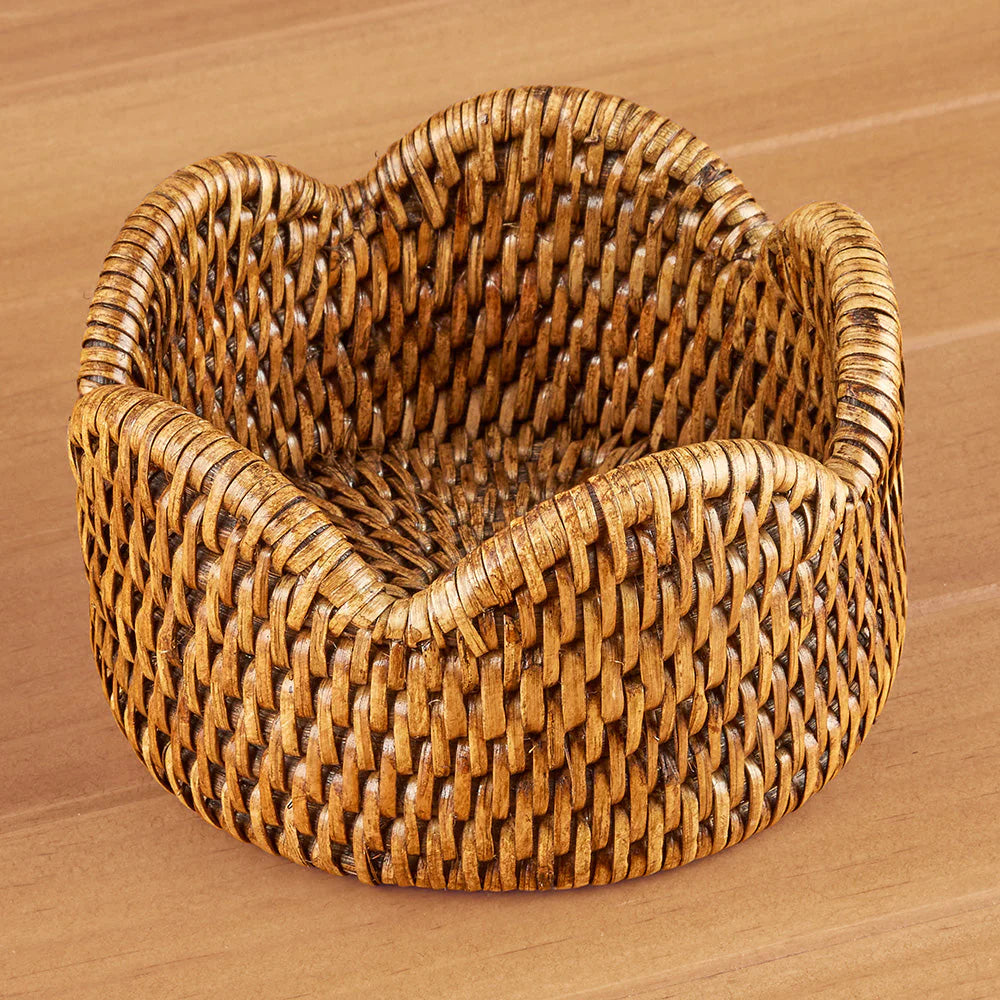 Caspari Rattan Scalloped Wine Coaster