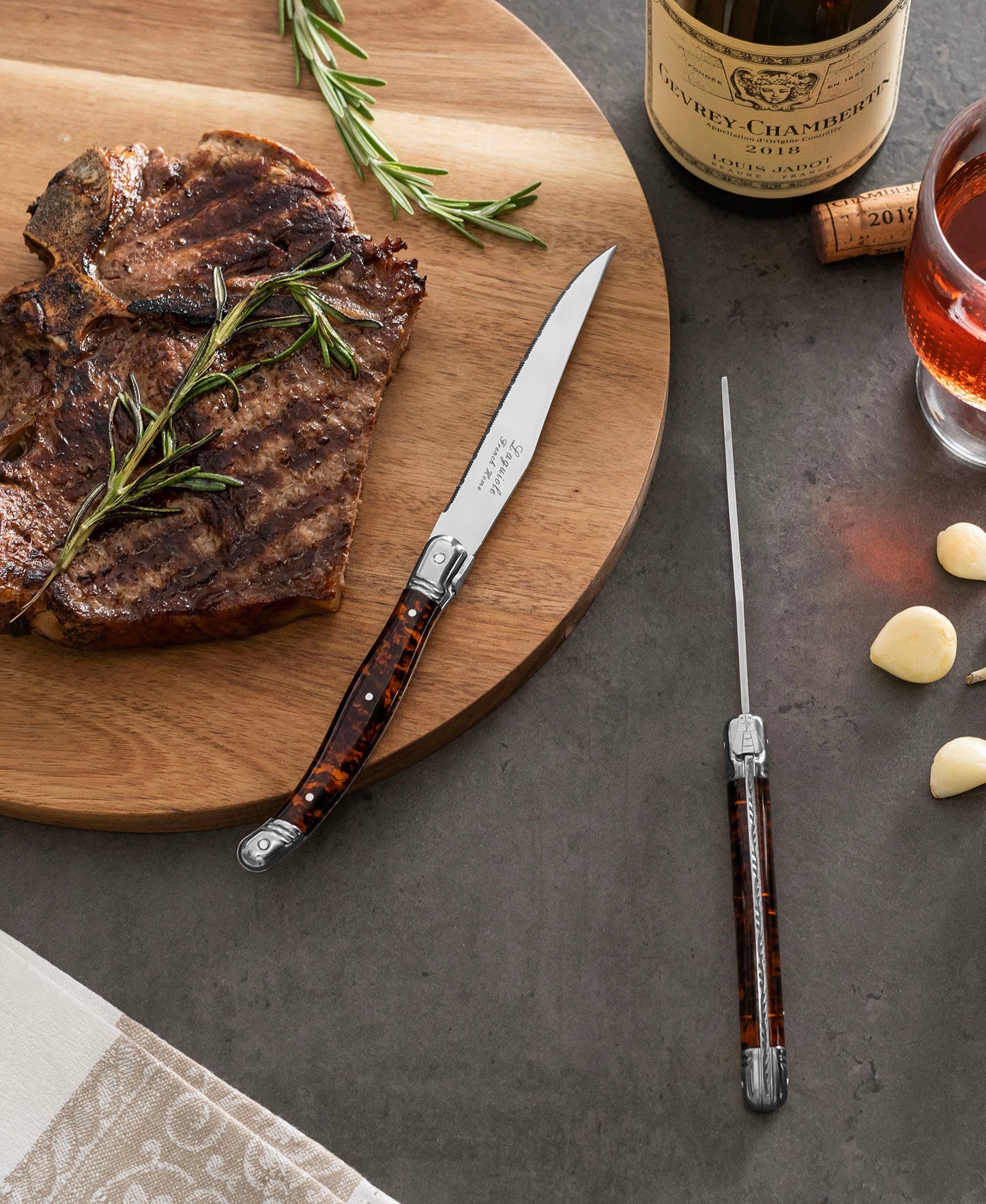 Laguiole Connoisseur 4-Piece Tortoise Steak Knife Set