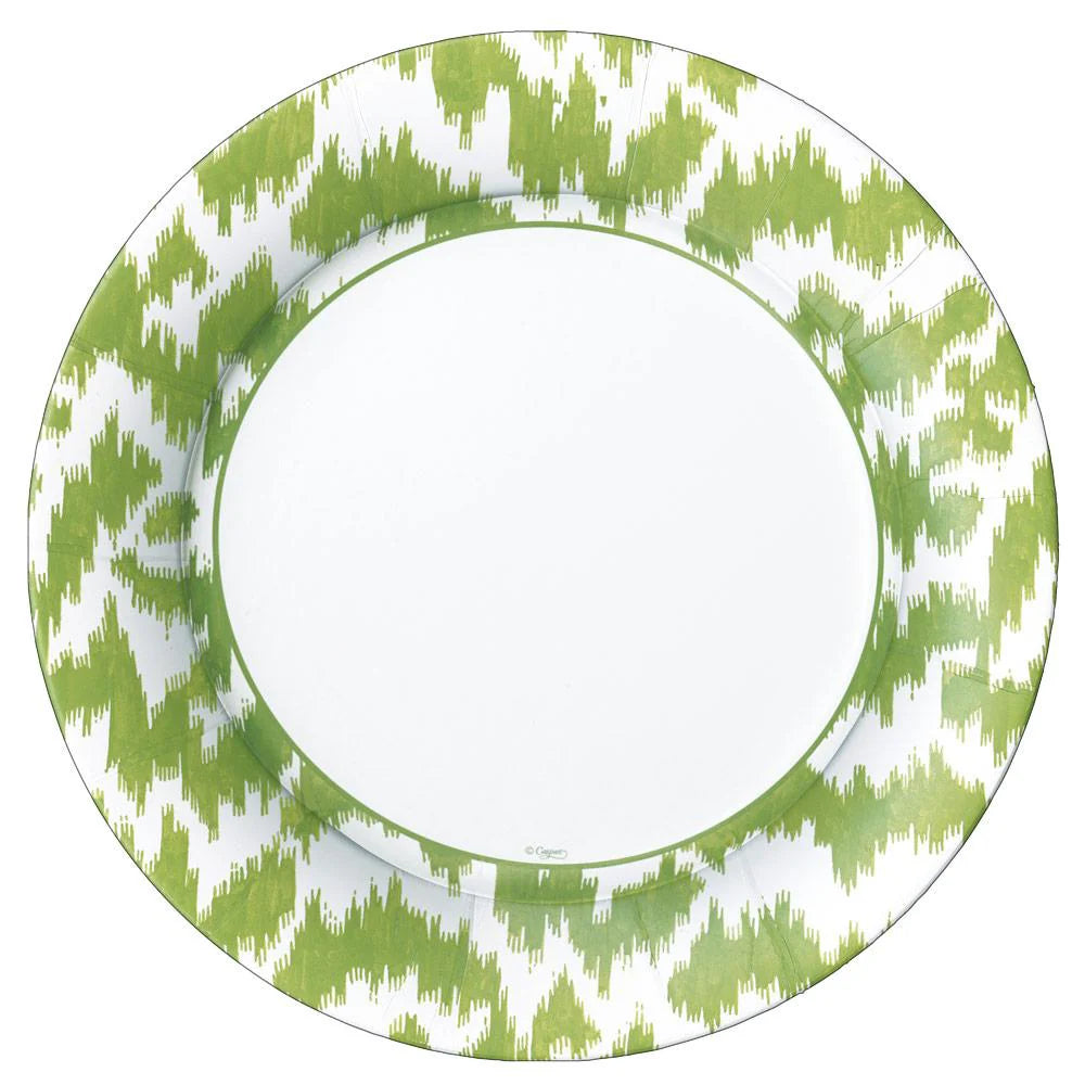 Caspari Dinner Plates Circle-Moire Green
