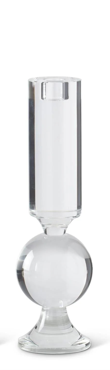 Clear Crystal Glass Single Ball Taper Candleholders