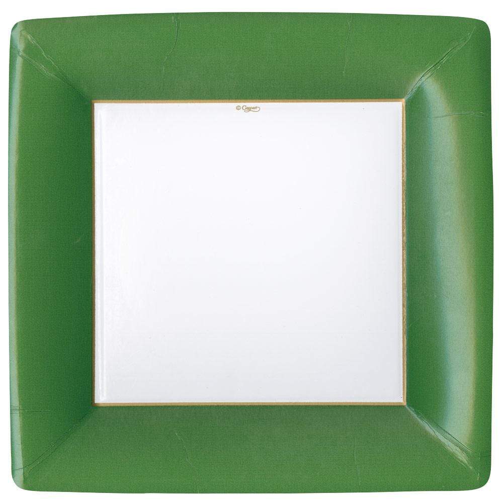 Caspari Dinner Plates Square-Hunter Green