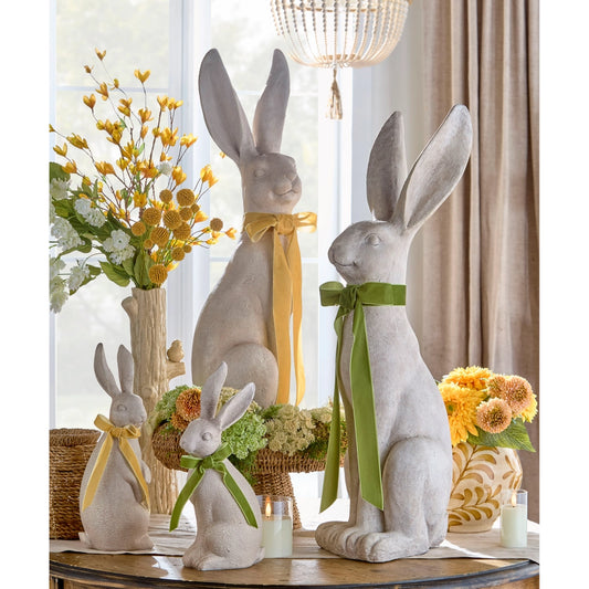Concrete Look Rabbit with Bow (Set of 2)