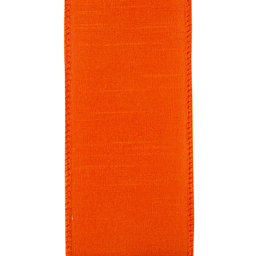 Tangerine DUPIONI FLAME WIRED EDGE RIBBON Roll