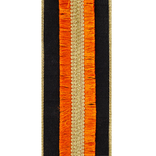 Black & Orange Fringe Trimmed Deluxe Ribbon Roll