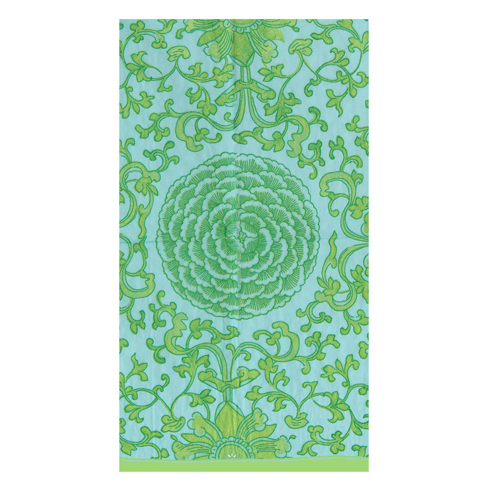 Caspari Guest Napkin/ Indigo Garden Jade Turquoise