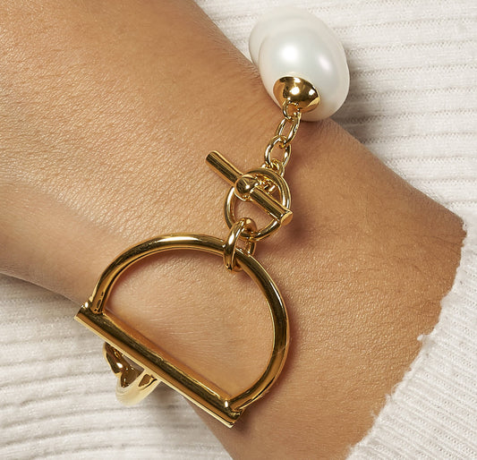 Catherine Canino: Horse Bit + Pebble Pearl Bracelet