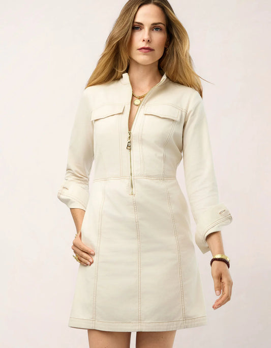 Morgan Denim Dress Antique White