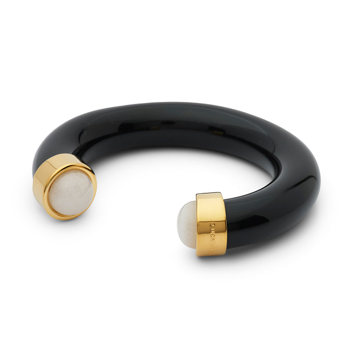 Black Resin White Quartz Bangle