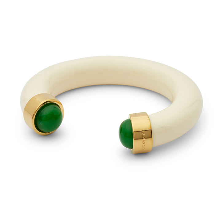 Ivory Resin w/ Green Quartz Bangle