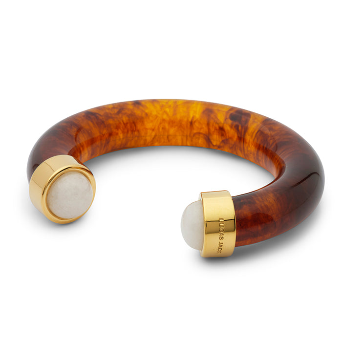 Tortoise Shell with White Quartz Bangle