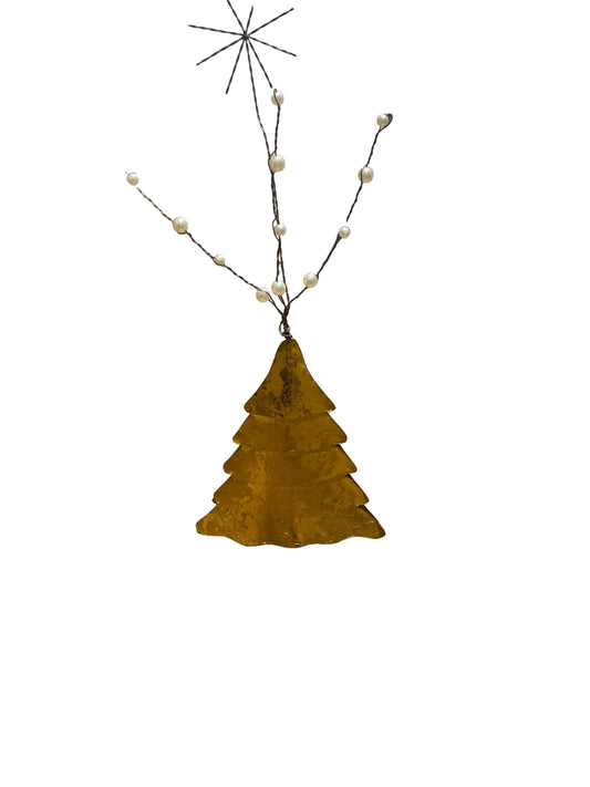 Gold Tree Ornament w/Pearls