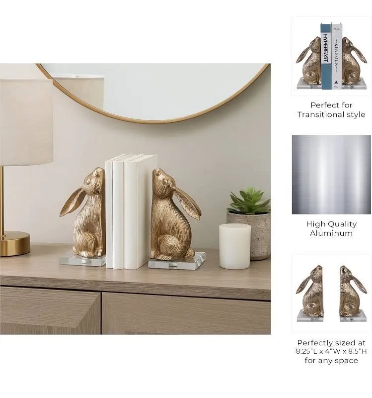 Amhurst Bunny Bookends (Gold) Set