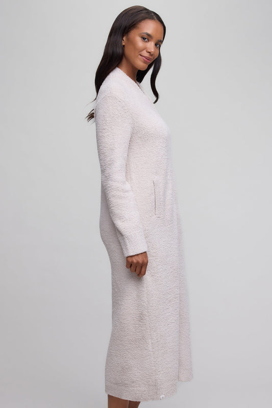 CozyChic® Full Zip V-neck Lounger Robe in Stone
