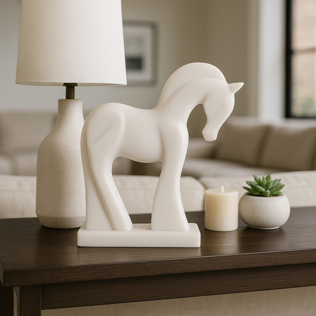 12” Ellis Quartz Resin Horse Statues